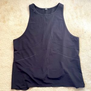 Lululemon black tank with vents and reflective stripes